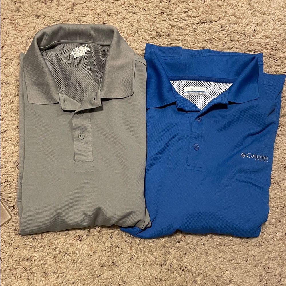 Columbia Men’s Gray and Blue Short-Sleeve Polo Duo